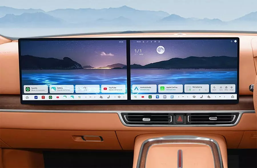 hongqi-e-hs9-3-beed Bộ đôi màn hình cùng có kích thước 15,6 inch của Hongqi E-HS9