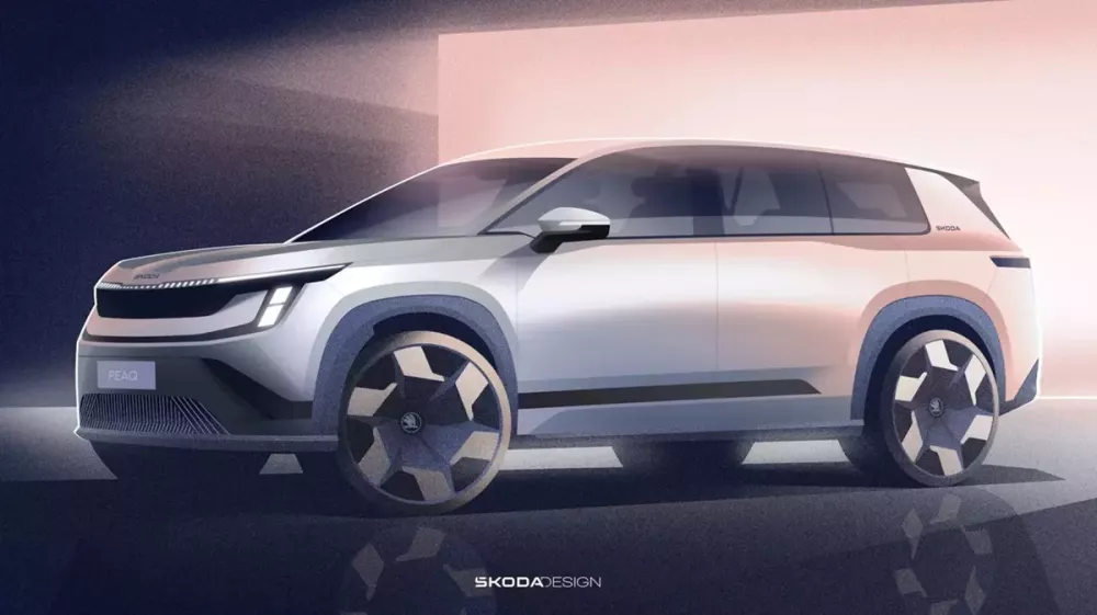 Skoda tung hình ảnh chính thức của mẫu SUV điện 3 hàng ghế mới, cạnh tranh trực tiếp với Kia EV9 - Ảnh 1.