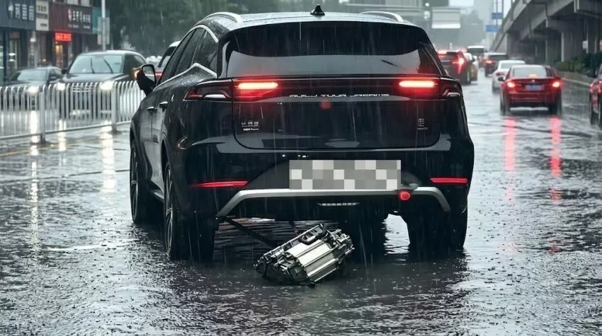 Cảnh tượng chiếc BYD Tang kéo lê một bộ phận khá lớn phía sau thu hút sự chú ý của cư dân mạng Trung Quốc