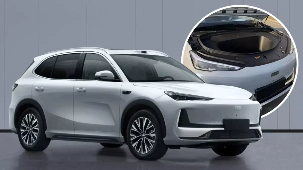 Geely EX5 phiên bản mới hé lộ ngăn chứa đồ cỡ lớn bên dưới nắp ca-pô trước ngày ra mắt